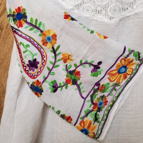 1) FIG & FLOWER embroider boho top Sz. PL - Picture 6 of 11